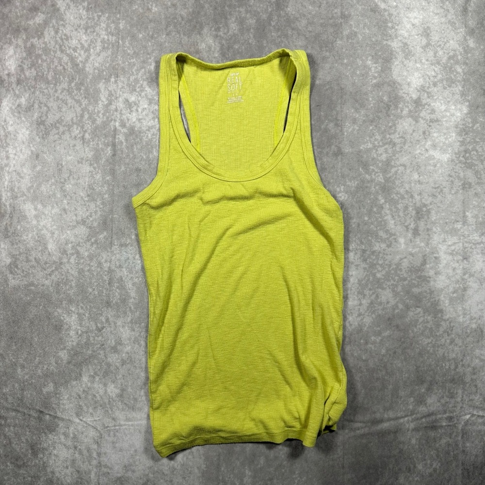 Aerie Real Soft Ribbed Racerback Tank Top Lime Green Womens Small Scoop Neck